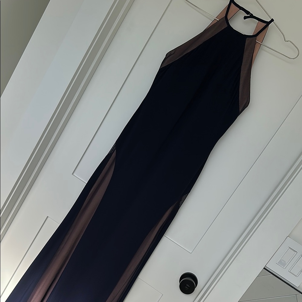 Elegant Silhouette Navy Evening Gown